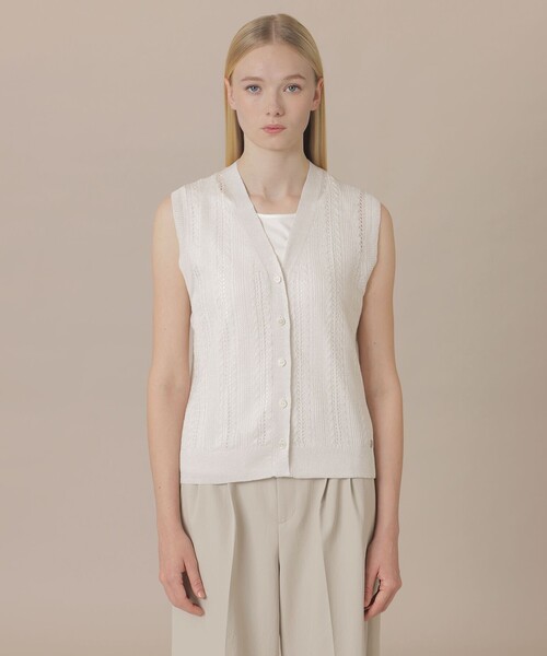 MACKINTOSH LONDON（マッキントッシュ ロンドン）の「【婦人画報4月号掲載】ラスターリネンニットベスト（ベスト・レディース・ライトグレー・38）」の5枚目の写真