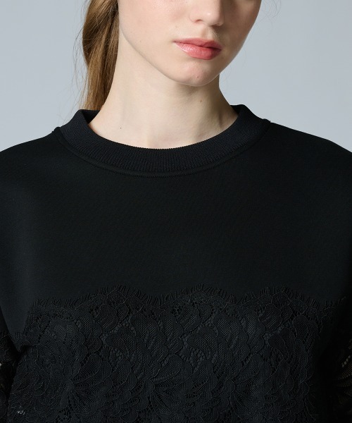 DOUBLE STANDARD CLOTHING(ダブルスタンダードクロージング)の「レースダンボールニットプルオーバー(WEB限定)(Tシャツ/カットソー・レディース・ブラック・FREE)」の8枚目の写真