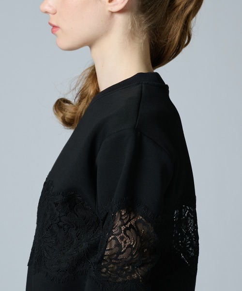 DOUBLE STANDARD CLOTHING(ダブルスタンダードクロージング)の「レースダンボールニットプルオーバー(WEB限定)(Tシャツ/カットソー・レディース・ブラック・FREE)」の7枚目の写真
