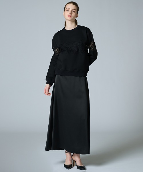 DOUBLE STANDARD CLOTHING(ダブルスタンダードクロージング)の「レースダンボールニットプルオーバー(WEB限定)(Tシャツ/カットソー・レディース・ブラック・FREE)」の3枚目の写真