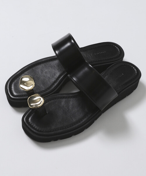 ATELIER BRUGGE（アトリエブルージュ）の「ATELIER BRUGGE/アトリエブルージュ メタルプレート フラット トングサンダル / 2.5cmソール (22.5cm～24.5cmサイズ展開)（サンダル・レディース・レオパード/ブラック・SMALL/MEDIUM/LARGE）」の10枚目の写真