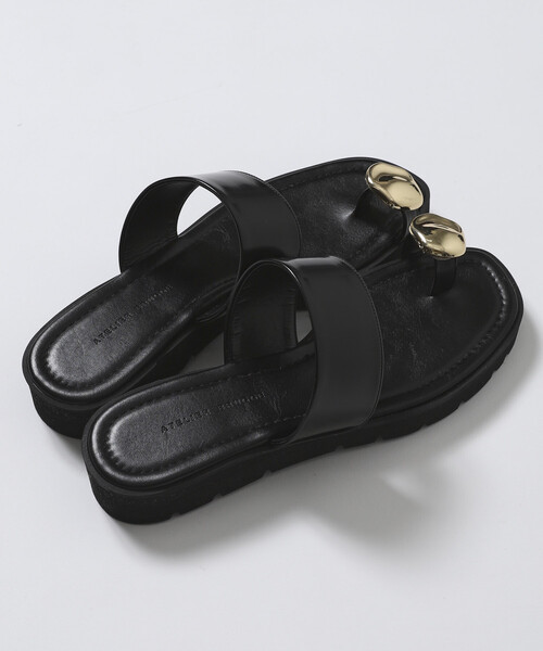 ATELIER BRUGGE（アトリエブルージュ）の「ATELIER BRUGGE/アトリエブルージュ メタルプレート フラット トングサンダル / 2.5cmソール (22.5cm～24.5cmサイズ展開)（サンダル・レディース・レオパード/ブラック・SMALL/MEDIUM/LARGE）」の13枚目の写真