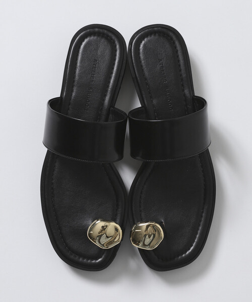 ATELIER BRUGGE（アトリエブルージュ）の「ATELIER BRUGGE/アトリエブルージュ メタルプレート フラット トングサンダル / 2.5cmソール (22.5cm～24.5cmサイズ展開)（サンダル・レディース・レオパード/ブラック・SMALL/MEDIUM/LARGE）」の17枚目の写真