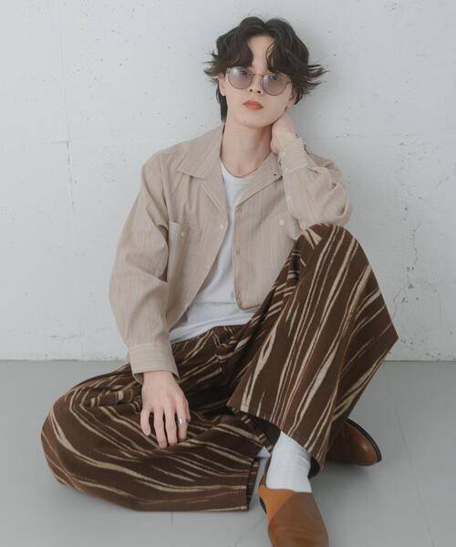 SENSE OF PLACE by URBAN RESEARCH（センスオブプレイスバイアーバンリサーチ）の「スラブストライプオープンカラーシャツ（シャツ/ブラウス・メンズ・ブルー/ベージュ/ネイビー・MEDIUM/LARGE）」の5枚目の写真