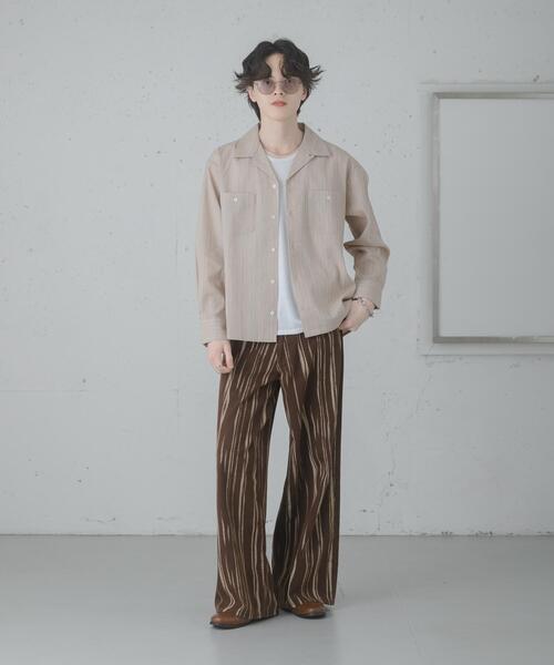 SENSE OF PLACE by URBAN RESEARCH（センスオブプレイスバイアーバンリサーチ）の「スラブストライプオープンカラーシャツ（シャツ/ブラウス・メンズ・ブルー/ベージュ/ネイビー・MEDIUM/LARGE）」の11枚目の写真