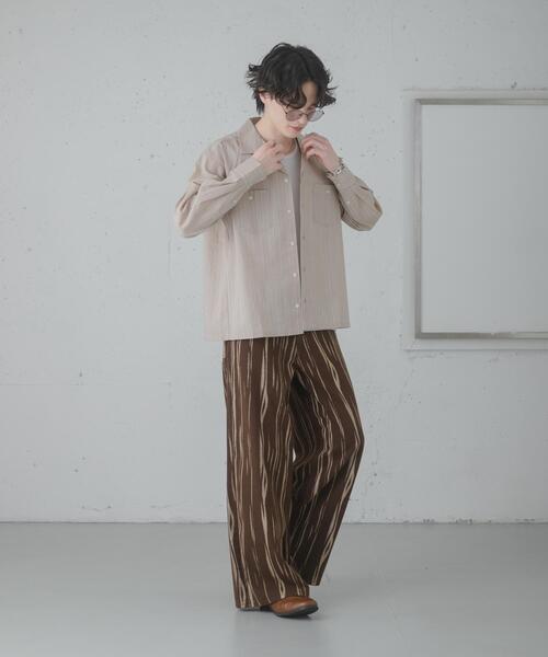 SENSE OF PLACE by URBAN RESEARCH（センスオブプレイスバイアーバンリサーチ）の「スラブストライプオープンカラーシャツ（シャツ/ブラウス・メンズ・ブルー/ベージュ/ネイビー・MEDIUM/LARGE）」の12枚目の写真