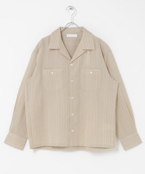 SENSE OF PLACE by URBAN RESEARCH（センスオブプレイスバイアーバンリサーチ）の「スラブストライプオープンカラーシャツ（シャツ/ブラウス・メンズ・ブルー/ベージュ/ネイビー・MEDIUM/LARGE）」の13枚目の写真