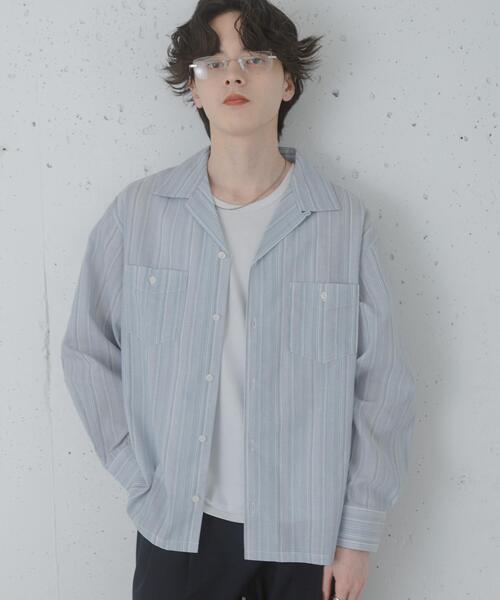 SENSE OF PLACE by URBAN RESEARCH（センスオブプレイスバイアーバンリサーチ）の「スラブストライプオープンカラーシャツ（シャツ/ブラウス・メンズ・ブルー/ベージュ/ネイビー・MEDIUM/LARGE）」の15枚目の写真