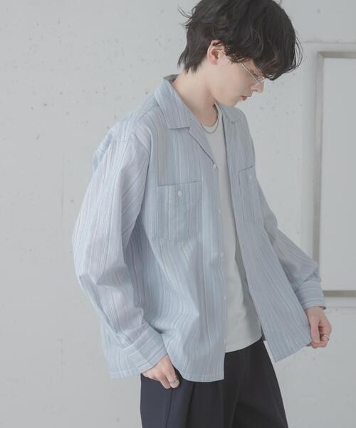 SENSE OF PLACE by URBAN RESEARCH（センスオブプレイスバイアーバンリサーチ）の「スラブストライプオープンカラーシャツ（シャツ/ブラウス・メンズ・ブルー/ベージュ/ネイビー・MEDIUM/LARGE）」の17枚目の写真