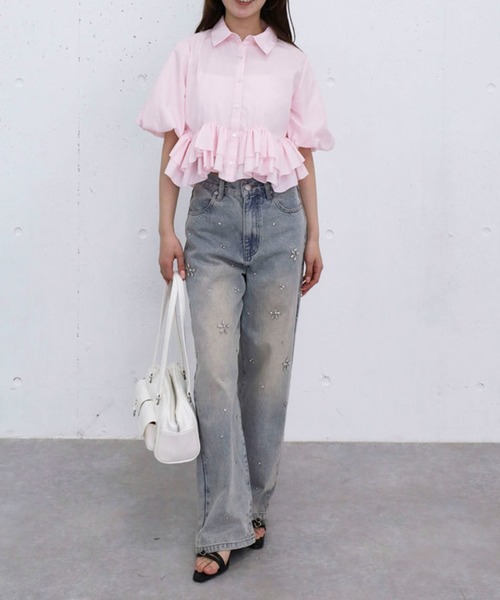 archives（アルシーヴ）の「ビジューストレートデニム（デニムパンツ・レディース・サックスブルー/ブルー・SMALL/MEDIUM）」の15枚目の写真