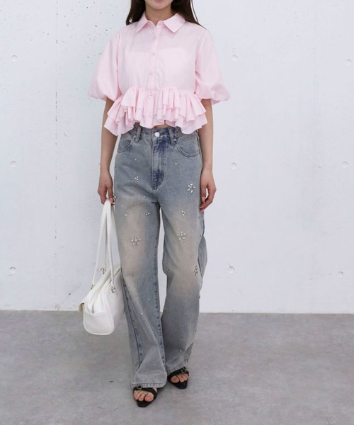 archives（アルシーヴ）の「ビジューストレートデニム（デニムパンツ・レディース・サックスブルー/ブルー・SMALL/MEDIUM）」の14枚目の写真