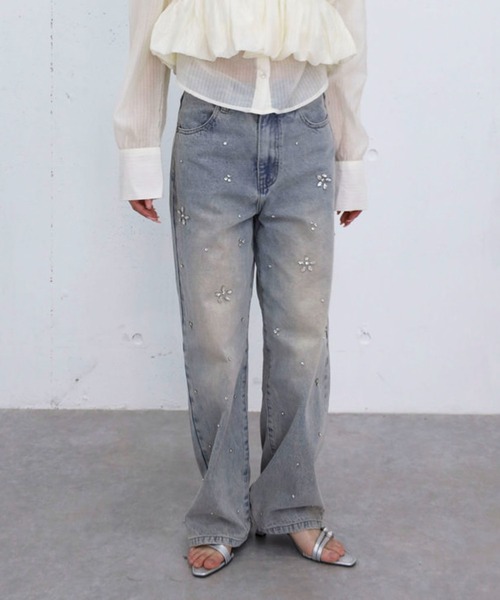 archives（アルシーヴ）の「ビジューストレートデニム（デニムパンツ・レディース・サックスブルー/ブルー・SMALL/MEDIUM）」の19枚目の写真