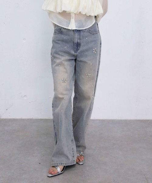 archives（アルシーヴ）の「ビジューストレートデニム（デニムパンツ・レディース・サックスブルー/ブルー・SMALL/MEDIUM）」の18枚目の写真