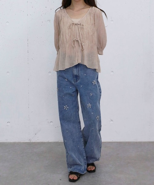 archives（アルシーヴ）の「ビジューストレートデニム（デニムパンツ・レディース・サックスブルー/ブルー・SMALL/MEDIUM）」の8枚目の写真