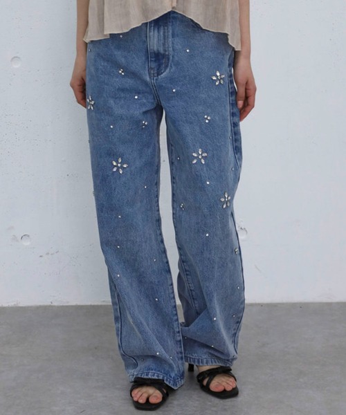 archives（アルシーヴ）の「ビジューストレートデニム（デニムパンツ・レディース・サックスブルー/ブルー・SMALL/MEDIUM）」の11枚目の写真