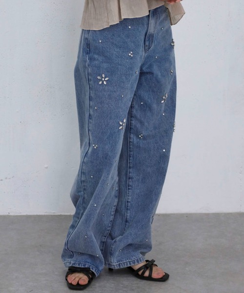 archives（アルシーヴ）の「ビジューストレートデニム（デニムパンツ・レディース・サックスブルー/ブルー・SMALL/MEDIUM）」の9枚目の写真
