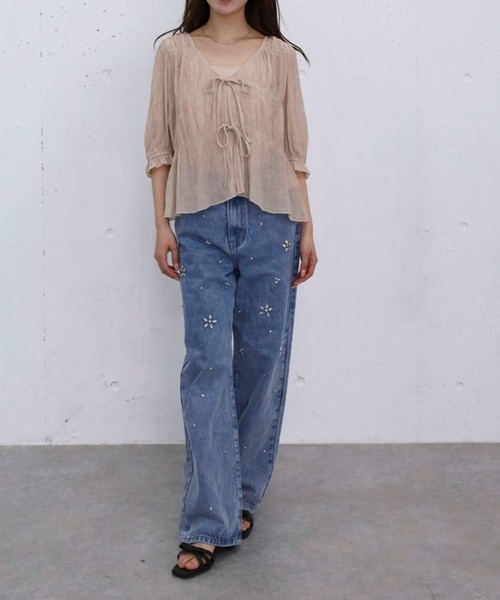archives（アルシーヴ）の「ビジューストレートデニム（デニムパンツ・レディース・サックスブルー/ブルー・SMALL/MEDIUM）」の7枚目の写真