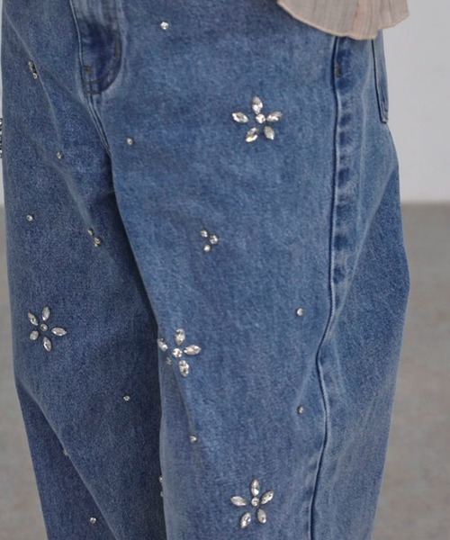 archives（アルシーヴ）の「ビジューストレートデニム（デニムパンツ・レディース・サックスブルー/ブルー・SMALL/MEDIUM）」の4枚目の写真