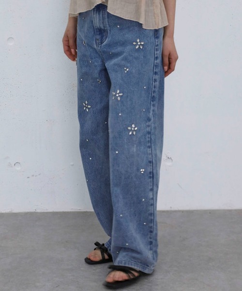 archives（アルシーヴ）の「ビジューストレートデニム（デニムパンツ・レディース・サックスブルー/ブルー・SMALL/MEDIUM）」の10枚目の写真