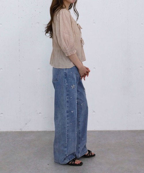 archives（アルシーヴ）の「ビジューストレートデニム（デニムパンツ・レディース・サックスブルー/ブルー・SMALL/MEDIUM）」の6枚目の写真