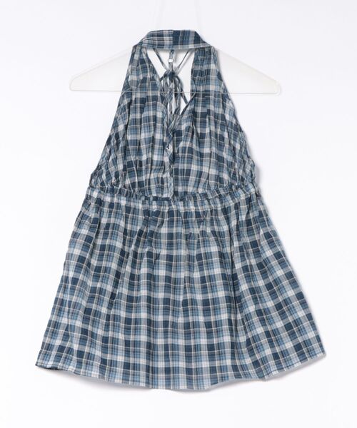 LAULEN（ローレン）の「check halter neck flare tops /チェック柄ホルターネックフレアノースリトップス（その他トップス・レディース・ブルー/ブラック・FREE）」の3枚目の写真