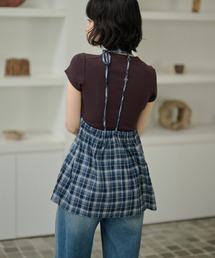 check halter neck flare tops /チェック柄ホルターネックフレアノースリトップス
