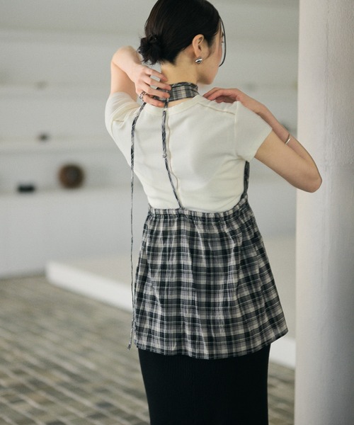 LAULEN（ローレン）の「check halter neck flare tops /チェック柄ホルターネックフレアノースリトップス（その他トップス・レディース・ブルー/ブラック・FREE）」の14枚目の写真