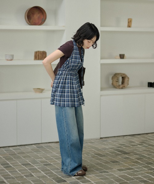 LAULEN（ローレン）の「check halter neck flare tops /チェック柄ホルターネックフレアノースリトップス（その他トップス・レディース・ブルー/ブラック・FREE）」の6枚目の写真