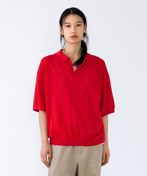 City Ambient Products(シティアンビエントプロダクツ)の「【City Ambient Products別注】crepuscule: WASHI SKIPPER ニットポロ(Tシャツ/カットソー・メンズ・ネイビー/ブラウン/レッド・ONE SIZE)」の3枚目の写真