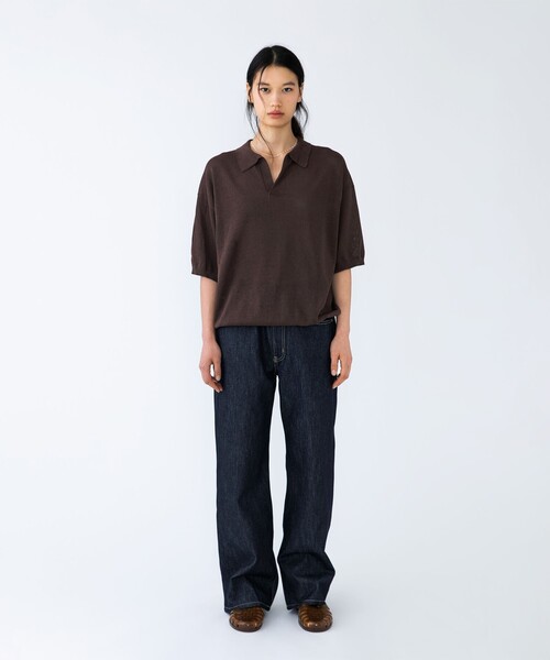 City Ambient Products(シティアンビエントプロダクツ)の「【City Ambient Products別注】crepuscule: WASHI SKIPPER ニットポロ(Tシャツ/カットソー・メンズ・ネイビー/ブラウン/レッド・ONE SIZE)」の13枚目の写真