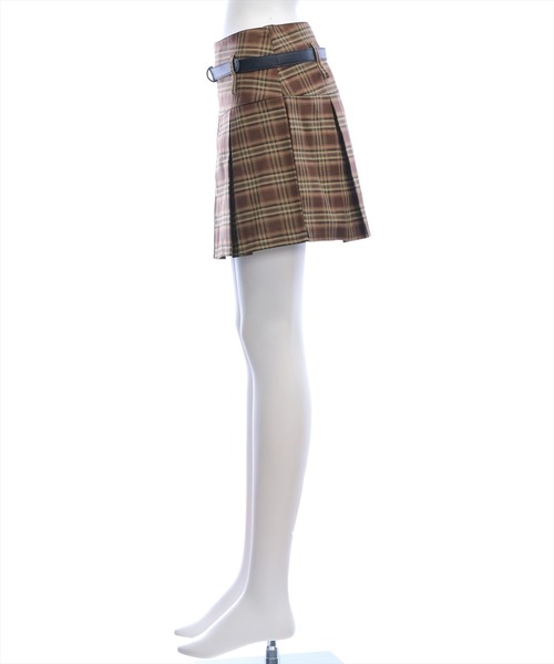 clear（クリア）の「ベルト付きチェック柄ボックスプリーツミニスカート［骨格ウェーブ/ガーリー/春夏］（スカート・レディース・ベージュ/ブラック・S/M）」の20枚目の写真