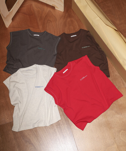 Firsthand(ファーストハンド)の「MA Firsthand/マ ファーストハンド ベーシック ロゴ フレンチスリーブ Tシャツ / BASIC LOGO FRENCH SLEEVE TEE(Tシャツ/カットソー・レディース・レッド/ブラウン/チャコールグレー/オフホワイト・FREE)」の7枚目の写真