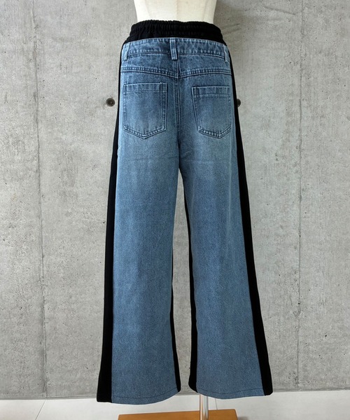 GLAMOROUS JANE(グラマラスジェーン)の「デニムサイドスウェット切替ワイドパンツ(デニムパンツ・レディース・ブラック/ブルー・FREE)」の13枚目の写真