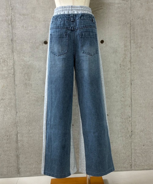 GLAMOROUS JANE(グラマラスジェーン)の「デニムサイドスウェット切替ワイドパンツ(デニムパンツ・レディース・ブラック/ブルー・FREE)」の18枚目の写真