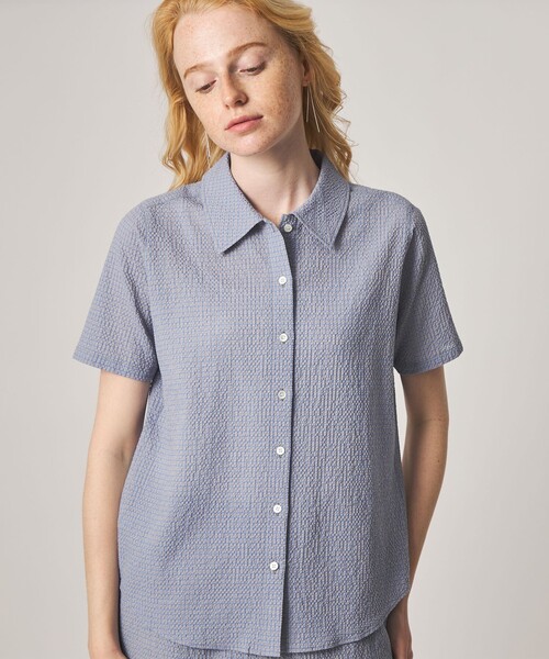 Steven Alan（スティーブンアラン）の「＜Steven Alan＞コットン サッカー ハーフスリーブ シャツ（シャツ/ブラウス・レディース・ライトブルー/ブラック/ブラウン・FREE）」の20枚目の写真