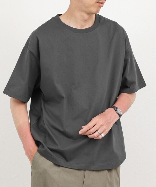NOLLEY’S（ノーリーズ）の「【BECシリーズ】コンパクトコーマ ワイドシルエットＴシャツ 26SS（Tシャツ/カットソー・メンズ・チャコールグレー/グレイッシュベージュ/パープル/ホワイト・S/L/M）」の3枚目の写真