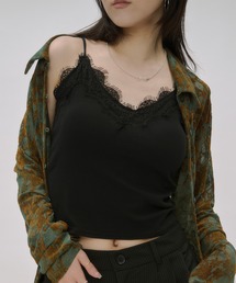 Cup in lace trim camisole/カップインレーストリムキャミソール