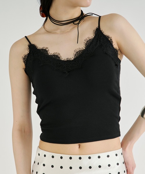 Ezick(エジック)の「Cup in lace trim camisole/カップインレーストリムキャミソール(キャミソール・レディース・ブラック/オフホワイト/ブラック系その他・FREE)」の3枚目の写真