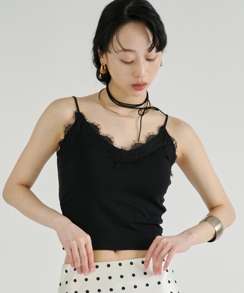 Ezick(エジック)の「Cup in lace trim camisole/カップインレーストリムキャミソール(キャミソール・レディース・ブラック/オフホワイト/ブラック系その他・FREE)」の14枚目の写真