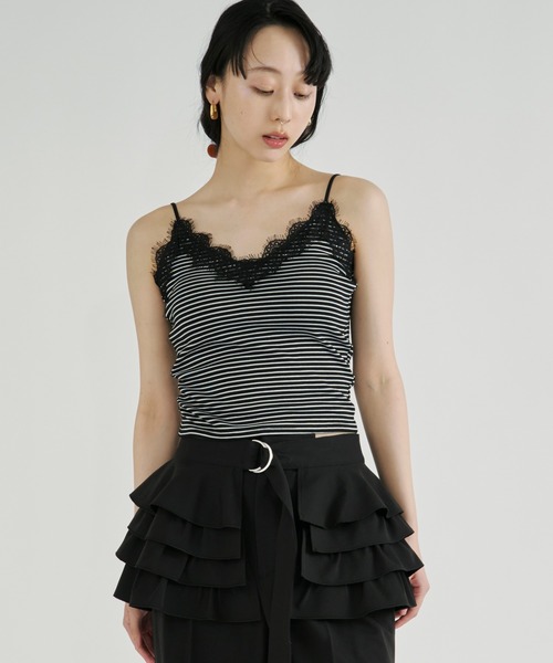 Ezick(エジック)の「Cup in lace trim camisole/カップインレーストリムキャミソール(キャミソール・レディース・ブラック/オフホワイト/ブラック系その他・FREE)」の7枚目の写真
