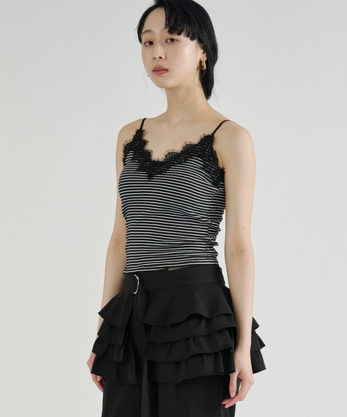 Ezick(エジック)の「Cup in lace trim camisole/カップインレーストリムキャミソール(キャミソール・レディース・ブラック/オフホワイト/ブラック系その他・FREE)」の8枚目の写真