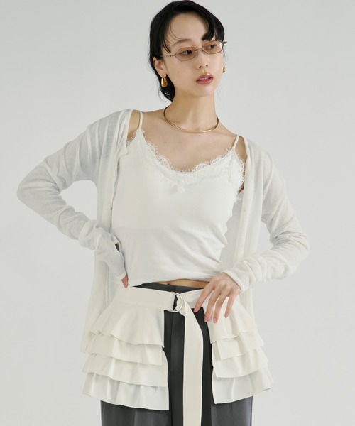Ezick(エジック)の「Cup in lace trim camisole/カップインレーストリムキャミソール(キャミソール・レディース・ブラック/オフホワイト/ブラック系その他・FREE)」の21枚目の写真