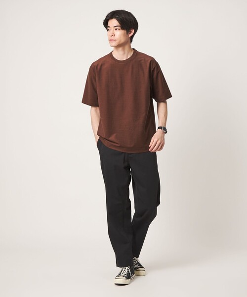green label relaxing(グリーンレーベルリラクシング)の「ポリエステル ウール ツイル インレー 半袖 Tシャツ カットソー(Tシャツ/カットソー・メンズ・オフホワイト/ブラウン系/ブラック・XL/S/M/L)」の6枚目の写真