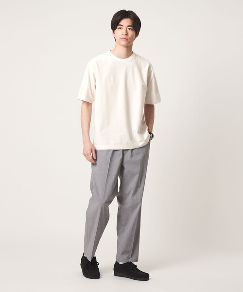 green label relaxing(グリーンレーベルリラクシング)の「ポリエステル ウール ツイル インレー 半袖 Tシャツ カットソー(Tシャツ/カットソー・メンズ・オフホワイト/ブラウン系/ブラック・XL/S/M/L)」の7枚目の写真