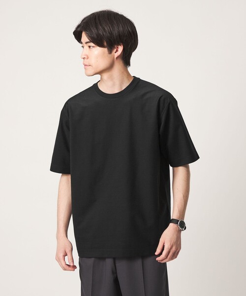 green label relaxing(グリーンレーベルリラクシング)の「ポリエステル ウール ツイル インレー 半袖 Tシャツ カットソー(Tシャツ/カットソー・メンズ・オフホワイト/ブラウン系/ブラック・XL/S/M/L)」の8枚目の写真