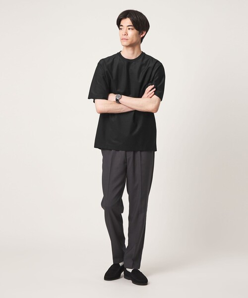 green label relaxing(グリーンレーベルリラクシング)の「ポリエステル ウール ツイル インレー 半袖 Tシャツ カットソー(Tシャツ/カットソー・メンズ・オフホワイト/ブラウン系/ブラック・XL/S/M/L)」の9枚目の写真