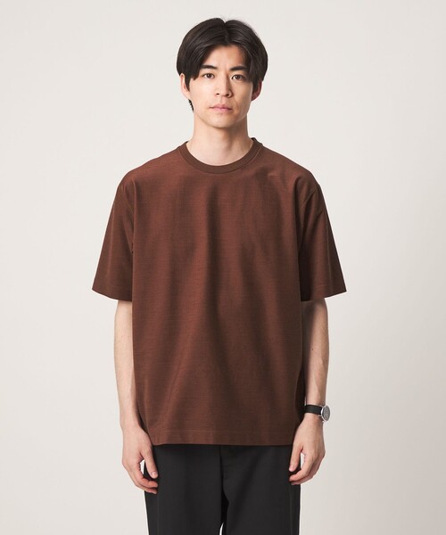 green label relaxing(グリーンレーベルリラクシング)の「ポリエステル ウール ツイル インレー 半袖 Tシャツ カットソー(Tシャツ/カットソー・メンズ・オフホワイト/ブラウン系/ブラック・XL/S/M/L)」の10枚目の写真