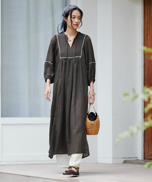 Elura（エルーラ）の「ボイルレースワンピース＜低身長サイズあり＞/883602（ワンピース・レディース・ブルー/チャコールグレー・FREE/FREE(S)）」の2枚目の写真