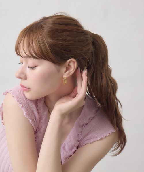 Siel(シエル)の「2連メタルピアス(ピアス(両耳用)・レディース・シルバー/ゴールド・FREE)」の19枚目の写真