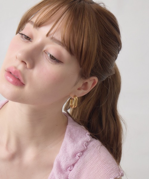 Siel(シエル)の「2連メタルピアス(ピアス(両耳用)・レディース・シルバー/ゴールド・FREE)」の21枚目の写真